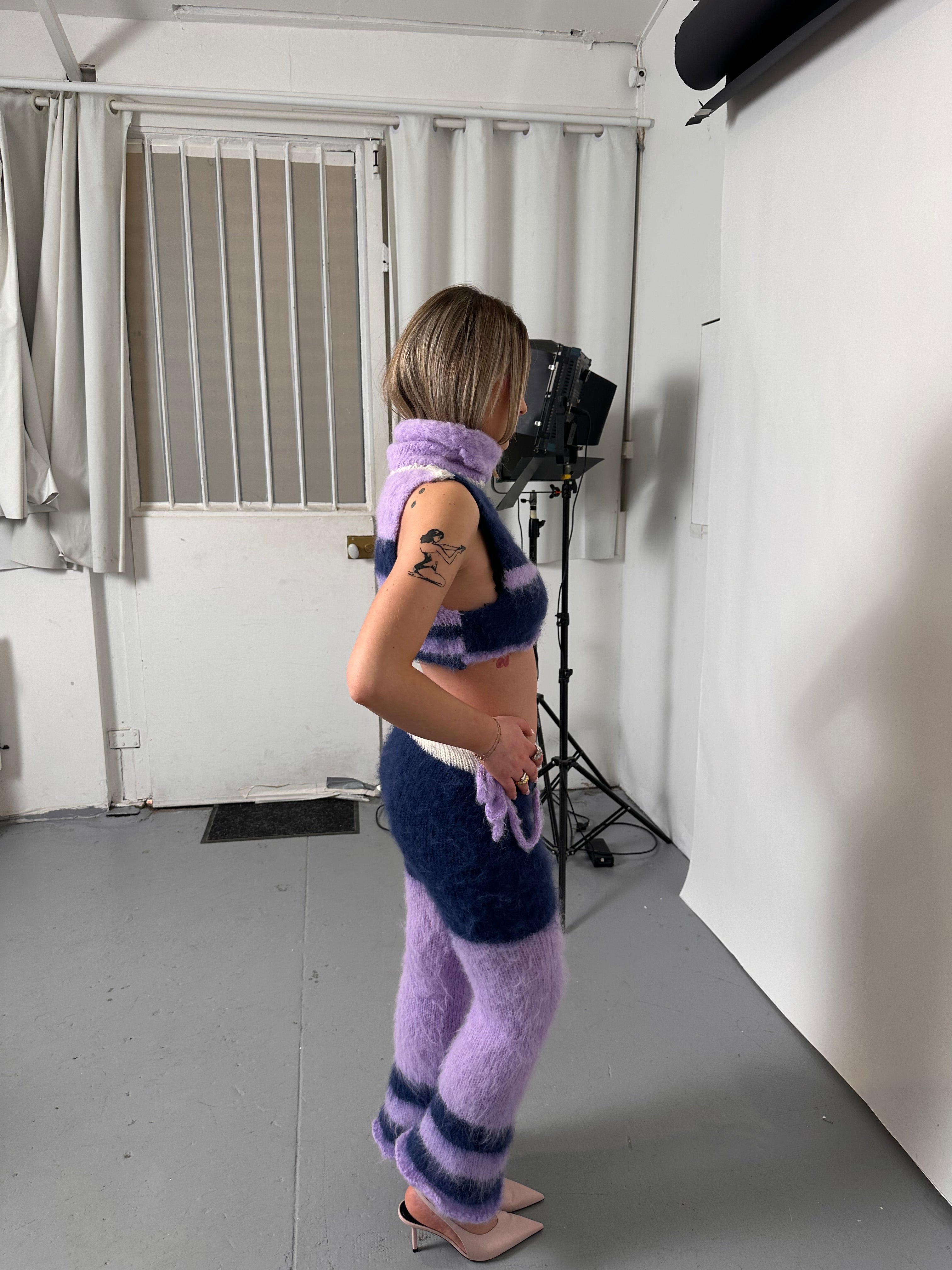 Fluffy purple pants